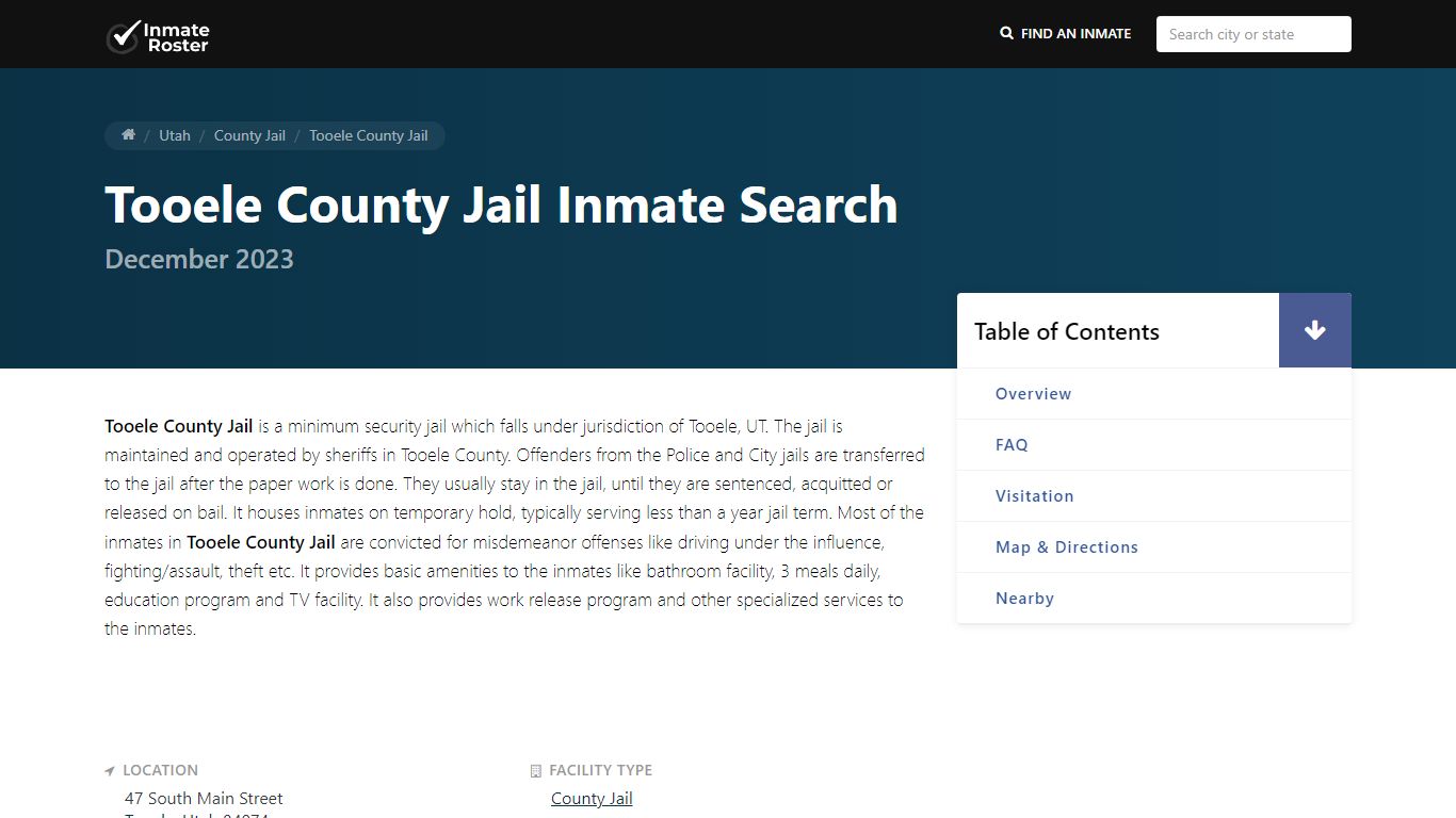 Inmate Search | Tooele County Jail - Tooele, UT